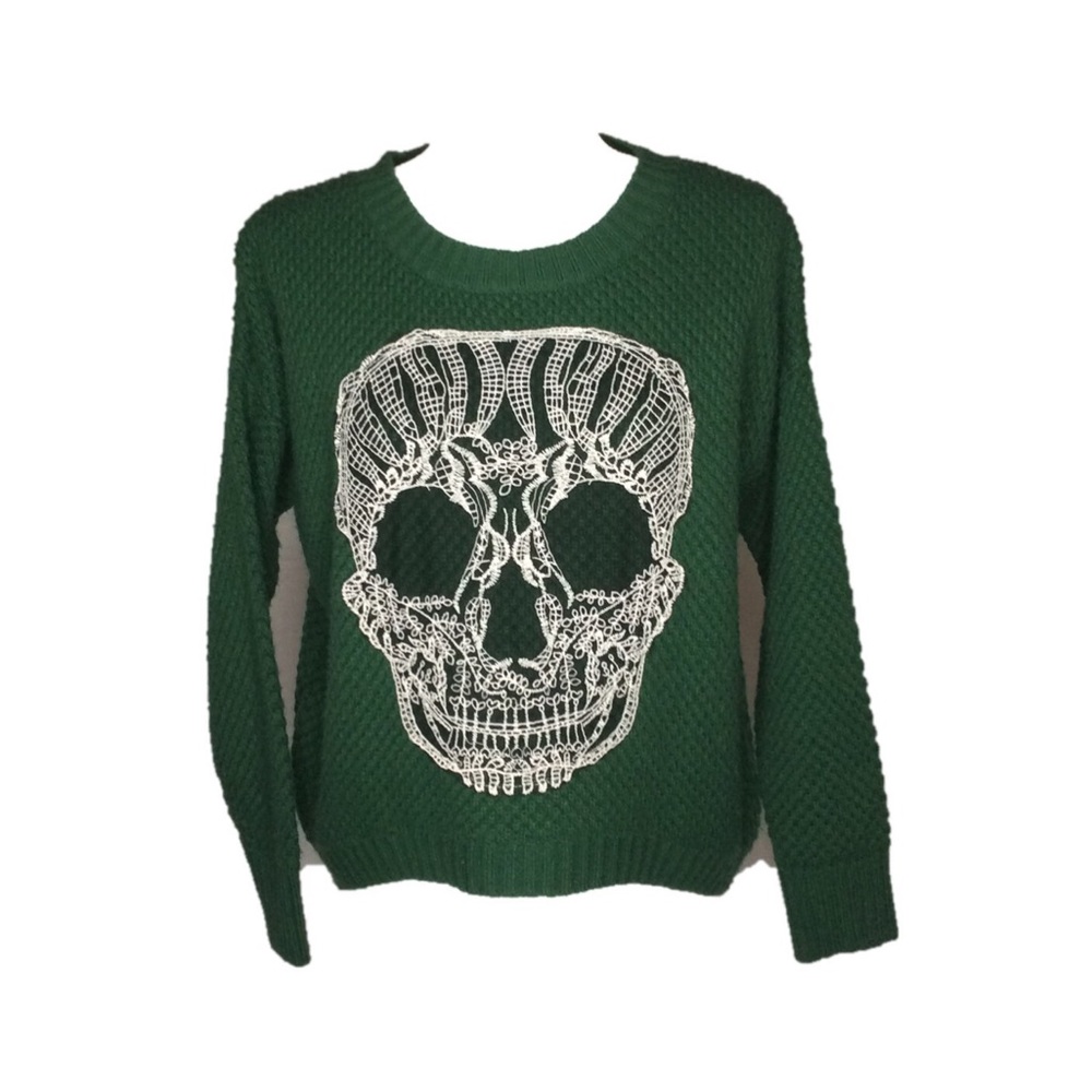 LF - Katsumi Skull Sweater With Lace Appliqué